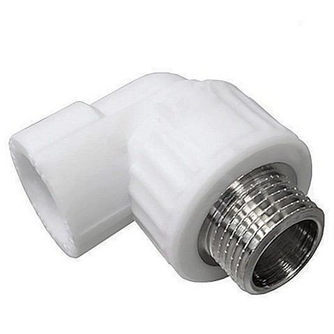 Угольник комбинированный ПП 20-1/2'' PN 25 с наружной резьбой белый VALFEX  купить в Саратове | "Проконсим"