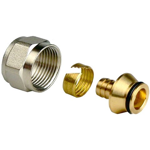 Евроконус латунный для PEX труб  16х2,2- 1/2'' PN 16  обжимной с накидной гайкой  РосТурПласт купить в Саратове | "Проконсим"