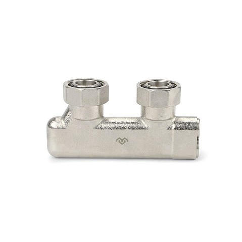 Узелы нижнего подключения VARMEGA VM139 DN20 угловой двухтрубный 3/4''x3/4'' евроконус, перекрёстный муфта-штуцер купить в Саратове | "Проконсим"