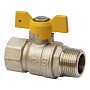 Кран латунный шаровой газовый MVI BV.814 DN 15 PN 25 никелированный полнопроходной муфта-штуцер бабочка купить в Саратове | "Проконсим"