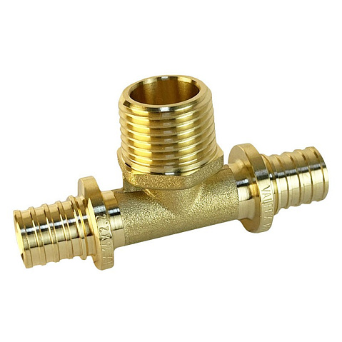 Тройник латунный для PEX труб 16-1/2''-16 PN 16 S-2,2мм под надвижную гильзу Valfex VF.433.AF купить в Саратове | "Проконсим"