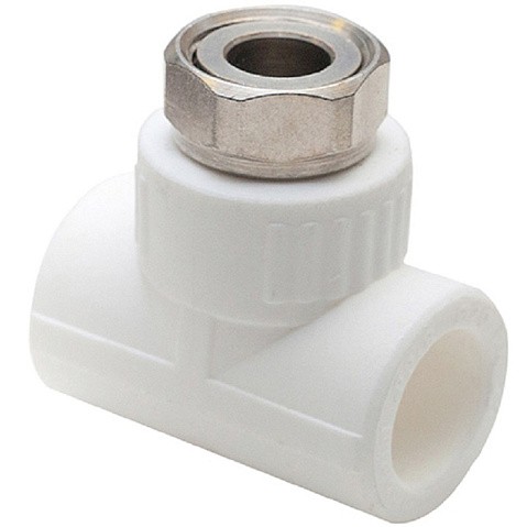 Тройник комбинированный ПП 20-1/2'' PN 25 с накидной гайкой белый РТП 14269 купить в Саратове | "Проконсим"