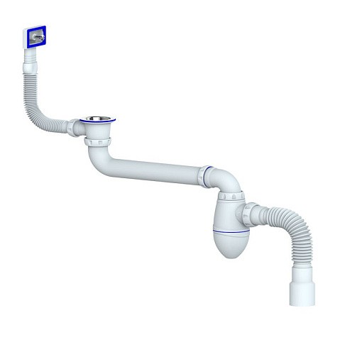 Сифон для умывальника Unicorn АС22, 40х50 гибкий отвод, 1 1/2'' х40 чаша из нержавеющей стали, прямоугольный перелив, со смещением купить в Саратове | "Проконсим"