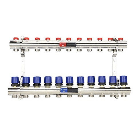 Коллекторная группа из латуни DN 25-11 вых. G-3/4'' евроконус, без расходомеров, без дренажного крана и воздухоотводчика VARMEGA VM15811 купить в Саратове | "Проконсим"