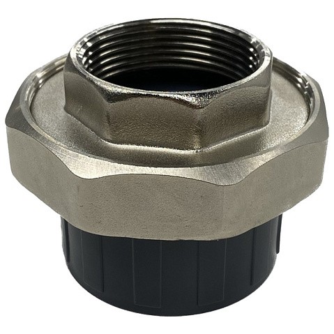 Муфта разборная НПВХ DN 50-1 1/2" PN 16 клеевая с внутренней латунной резьбой черная Aquaviva AQVBBD50F купить в Саратове | "Проконсим"