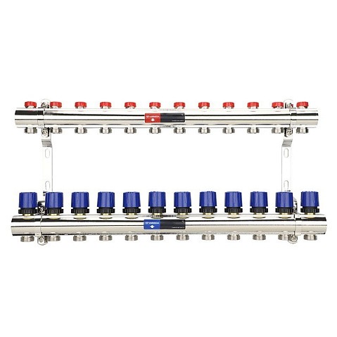 Коллекторная группа из латуни DN 25-12 вых. G-3/4'' евроконус, без расходомеров, без дренажного крана и воздухоотводчика VARMEGA VM15812 купить в Саратове | "Проконсим"