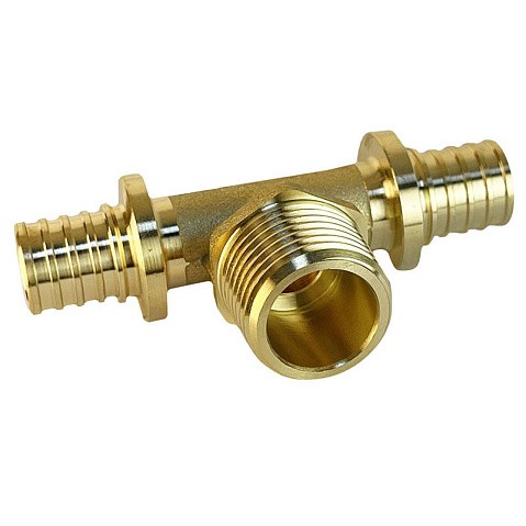 Тройник латунный для PEX труб 16-1/2''-16 PN 16 S-2,2мм под надвижную гильзу Valfex VF.433.AF купить в Саратове | "Проконсим"