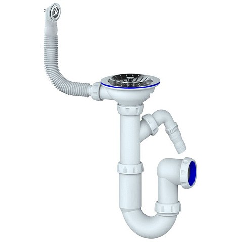 Сифон для мойки Unicorn Y431V, 3 1/2'' х40 без отвода, чаша из нержавеющей стали с отводом для стиральной машины, круглый перелив купить в Саратове | "Проконсим"