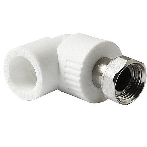 Угольник комбинированный ПП 25-3/4'' PN 25 с накидной гайкой белый Pro Aqua PA29214 купить в Саратове | "Проконсим"