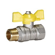 Краны латунные шаровые газовые DN 15-32 PN 25-40 никелированные бабочка муфта-штуцер Temper серия 83 ГОСТ Р 59553 купить в Саратове | "Проконсим"