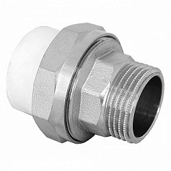  Муфта комбинированная ПП 25-1/2'' PN 25, разъёмная, с наружной резьбой, белая, РосТурПласт 10643 10643 (251210703) со склада Проконсим в Саратове