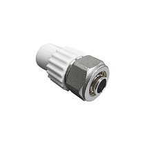 Муфта комбинированная для соединения PPR-PE-AL-PE труб 20x16 PN 25 белая VALFEX купить в Саратове | "Проконсим"
