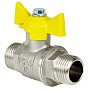Краны латунные шаровые газовые 11Б27фт1М DN 15-20 PN 40 никелированные бабочка шт-шт Valfex.279 Standart ГОСТ Р 59553 купить в Саратове | "Проконсим"