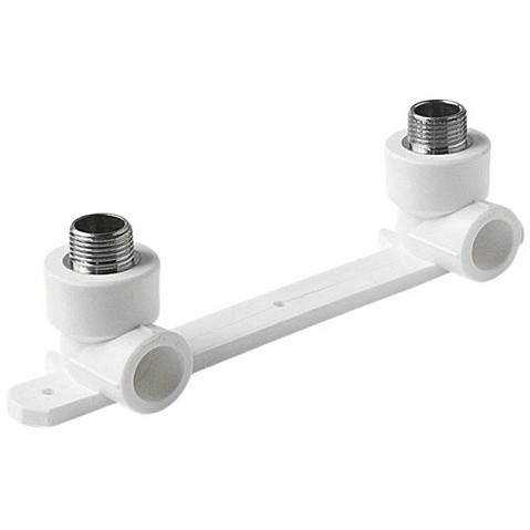 Угольник установочный двойной ПП 25-1/2'' PN 25 с наружной резьбой белый VALFEX  купить в Саратове | "Проконсим"