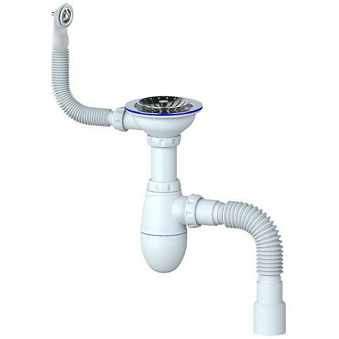 Сифон для мойки Unicorn В426P, 40х50 гибкий отвод, 3 1/2'' х40 чаша из нержавеющей стали, прямоугольный перелив купить в Саратове | "Проконсим"