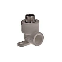 Угольник установочный двойной ПП 20-1/2'' PN 25 с наружной резьбой серый купить в Саратове | "Проконсим"