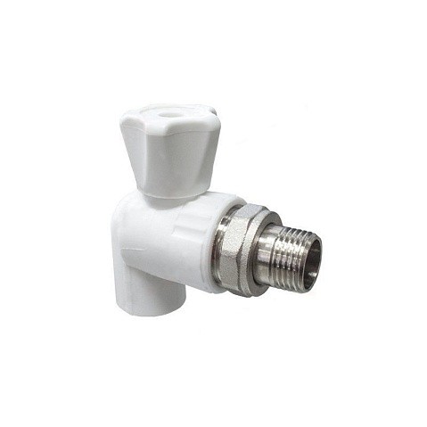 Кран шаровой для радиатора ПП 25-3/4'' PN 25 угловой с американкой белый VALFEX  купить в Саратове | "Проконсим"