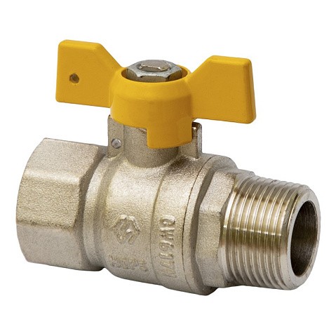 Краны латунные шаровые газовые DN 15-20 PN 25 бабочка муфта-штуцер MVI BV.814 купить в Саратове | "Проконсим"