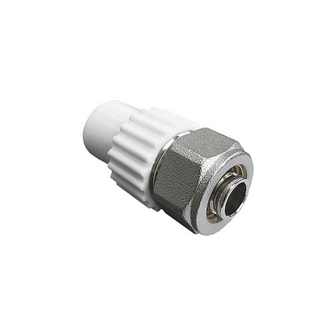 Муфта комбинированная для соединения PPR-PE-AL-PE труб 20x16 PN 25 белая VALFEX купить в Саратове | "Проконсим" Муфта комбинированная для соединения PPR-PE-AL-PE труб 20x16 PN 25 белая VALFEX купить в Саратове | "Проконсим"