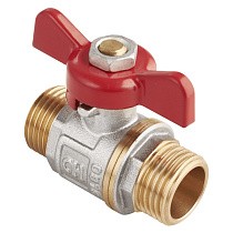 Краны латунные шаровые DN 15-25 PN 25 никелированные бабочка штуцер-штуцер MVI AquaHit BV.315.04 купить в Саратове | "Проконсим"