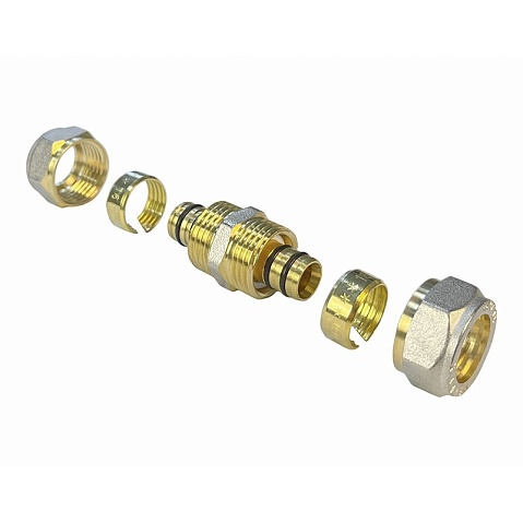 Муфта латунная для PEX труб 20-20 PN 10 обжимная никелированная Valfex VF.303.N  купить в Саратове | "Проконсим"