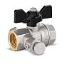 Кран латунный шаровой DN 15 PN 40 никелированный под манометр муфта-муфта бабочка LD Pride купить в Саратове | "Проконсим"