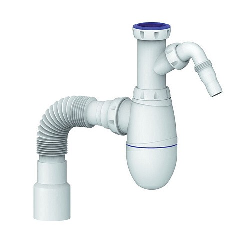 Сифон для мойки Unicorn В520V, 40х50 гибкий отвод, 1 1/2'' х40 с отводом для стиральной машины преходник 40х32 купить в Саратове | "Проконсим"