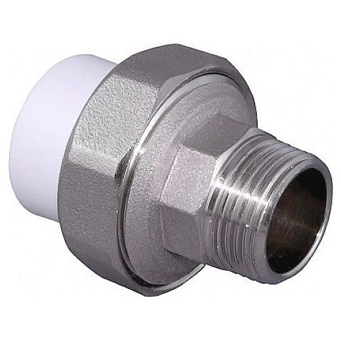 Муфта комбинированная ПП 20-1'' PN 25 разъёмная с наружной резьбой белая VALFEX  купить в Саратове | "Проконсим"