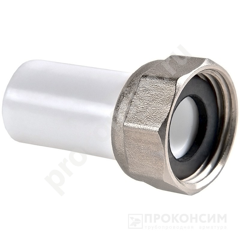 Цена по запросу.  . Бурт ПП с накидной гайкой 20-3/4'' PP-R белый РВК 20101 (930659324) со склада Проконсим в Саратове
