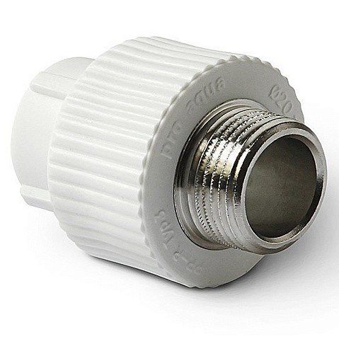 Муфта комбинированная ПП 20-3/4'' PN 25 с наружной резьбой белая Pro Aqua PA23010P купить в Саратове | "Проконсим"