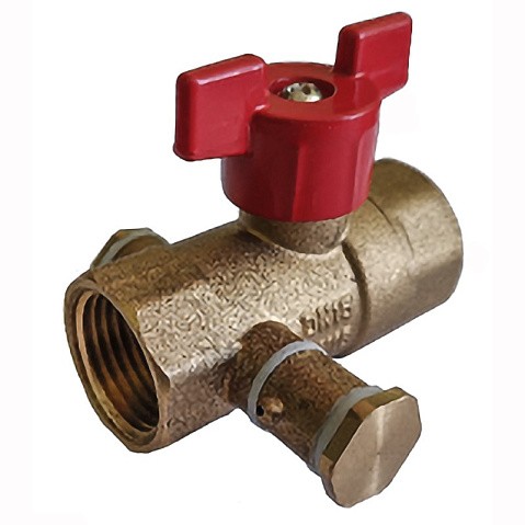 Кран латунный шаровой DN 20 PN 16 с дренажными патрубками G3/4'' муфта-муфта бабочка Пензапромарматура купить в Саратове | "Проконсим"