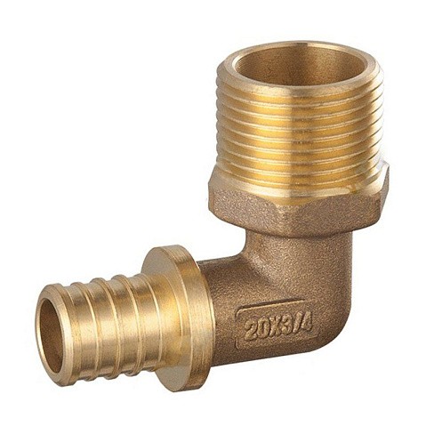 Угольник латунный для PEX DN 20 с наружной резьбой 1/2'' под надвижную гильзу PLP купить в Саратове | "Проконсим"