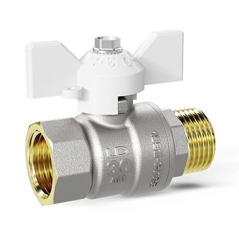 Краны латунные шаровые DN 15-32 PN 25-40 никелированные бабочка белая муфта-штуцер LD Pride 47.302 купить в Саратове | "Проконсим"