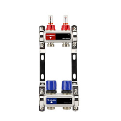  Коллекторная группа из нержавеющей стали DN 25-2 вых. G-3/4'', евроконус, с расходомерами, без дренажного крана и воздухоотводчика, VARMEGA VM15102 (930416000) со склада Проконсим в Саратове