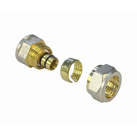 Муфта латунная для PEX труб 16-3/4'' PN 10 обжимная никелированная Valfex VF.302.N  купить в Саратове | "Проконсим"