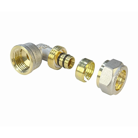 Угольник латунный для PEX труб 16-1/2'' PN 10 обжимной никелированный Valfex VF.352.N  купить в Саратове | "Проконсим"