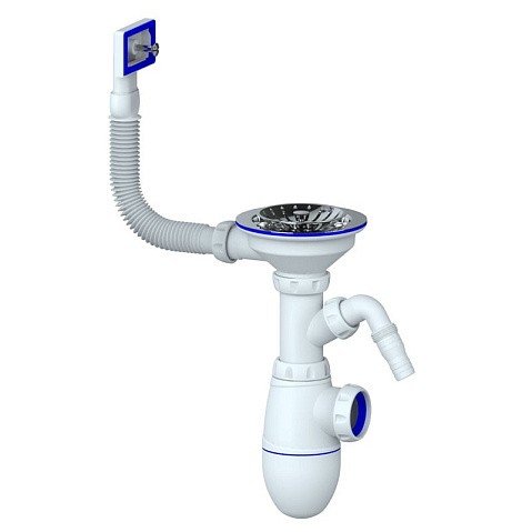 Сифон для мойки Unicorn B430VP, без отвода, 3 1/2'' х40 с отводом для стиральной машины, прямоугольный перелив купить в Саратове | "Проконсим"