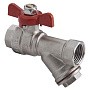 Кран латунный шаровой MVI BV.632 DN 15 PN 25 с фильтром никелированный полнопроходной муфта-муфта бабочка купить в Саратове | "Проконсим"