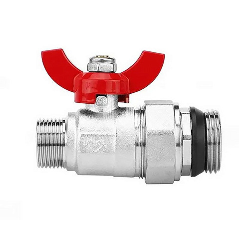 Кран шаровой латунный DN 25 PN 10 никелированный прямой  для коллектора (2 шт.) Varmega VM15951 купить в Саратове | "Проконсим"