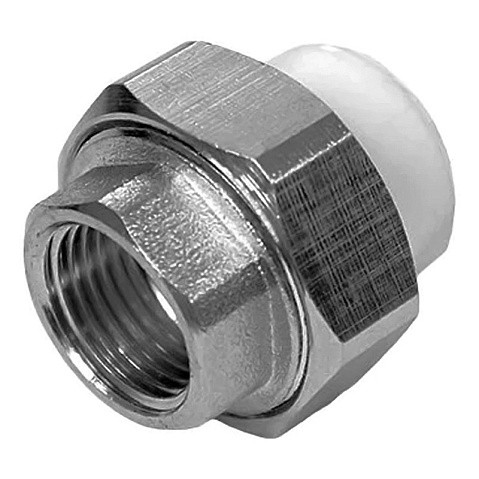 Муфта комбинированная ПП 20-3/4'' PN 25 разъёмная с внутренней резьбой белая РТП 10616 купить в Саратове | "Проконсим"