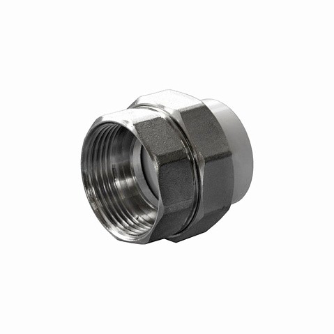 Муфтаразъемная ПП 25-1/2''  с внутренней резьбой белая Политэк купить в Саратове | "Проконсим"