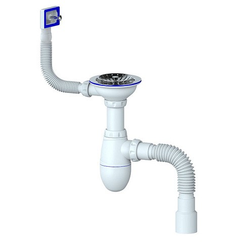 Сифон для мойки Unicorn В425P, 40х50 гибкий отвод, 3 1/2'' х40 чаша из нержавеющей стали, прямоугольный перелив купить в Саратове | "Проконсим"