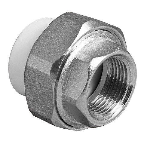 Муфта комбинированная ПП 20-1/2'' PN 25 разъёмная с внутренней резьбой белая VALFEX  купить в Саратове | "Проконсим"