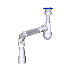  Сифон для умывальника-мойки бутылочный АНИ C0115 1 1/2 с гибкой трубой 40/50 (421100853) со склада Проконсим в Саратове