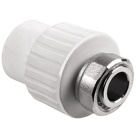 Муфта комбинированная ПП 20-1/2'' PN 25 с накидной гайкой белая РТП 10696 купить в Саратове | "Проконсим"