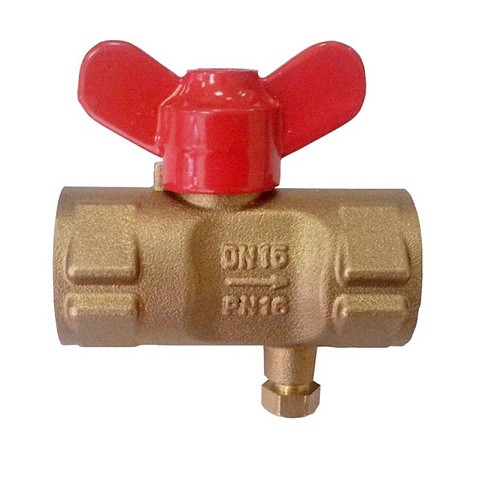 Кран латунный шаровой 11Б27п(М)1 DN 15 PN 16 трёхходовой под манометр G1/2"-М20х1,5 муфта-муфта бабочка Пензапромарматура купить в Саратове | "Проконсим"