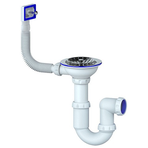 Сифон для мойки Unicorn Y410, без отвода, 3 1/2'' х40 чаша из нержавеющей стали, прямоугольный перелив купить в Саратове | "Проконсим"