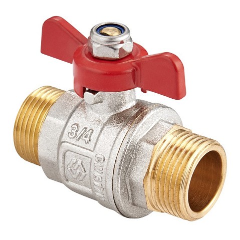 Кран латунный шаровой MVI BV.515 DN 20 PN 40 никелированный полнопроходной штуцер-штуцер бабочка купить в Саратове | "Проконсим"