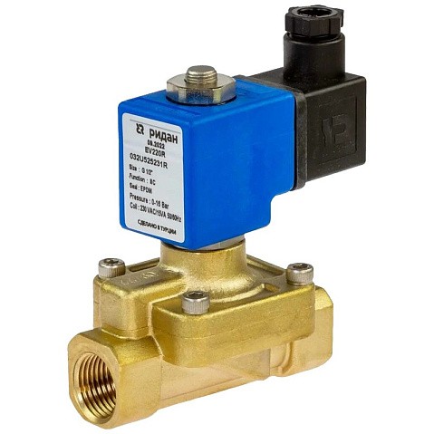 Клапаны электромагнитные DN 15-50 PN 12-16 латунные 220В нормально закрытые EPDM РИДАН EV220R купить в Саратове | "Проконсим"