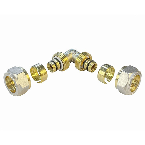 Угольники латунные для PEX труб DN 16-20 PN 10 обжимные никелированные Valfex VF.351.N купить в Саратове | "Проконсим"